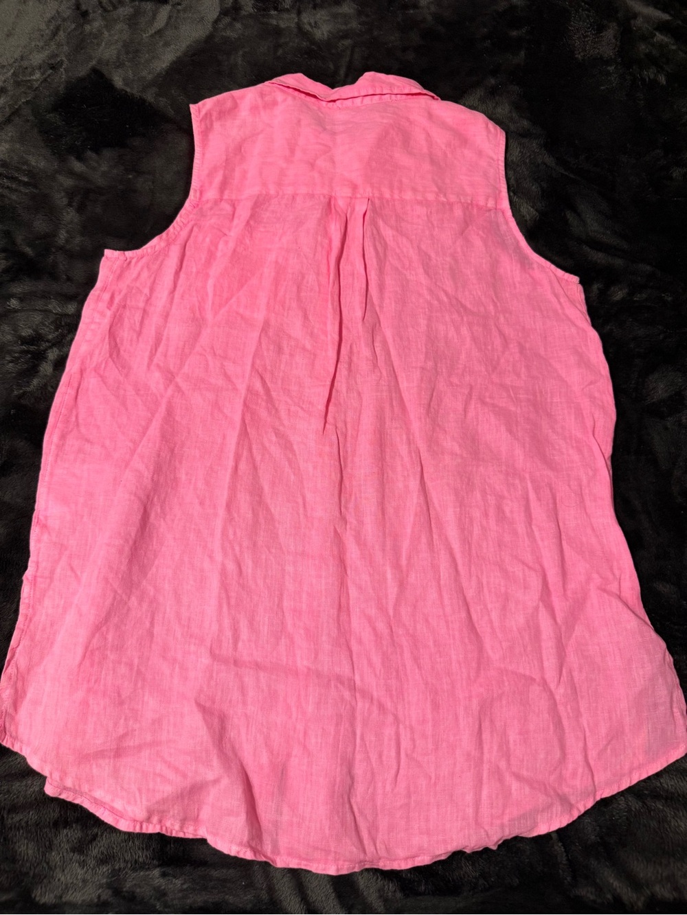 Coastal Sleeveless linen Button Down neon pink Cottagecore euro summer - Picture 7 of 7